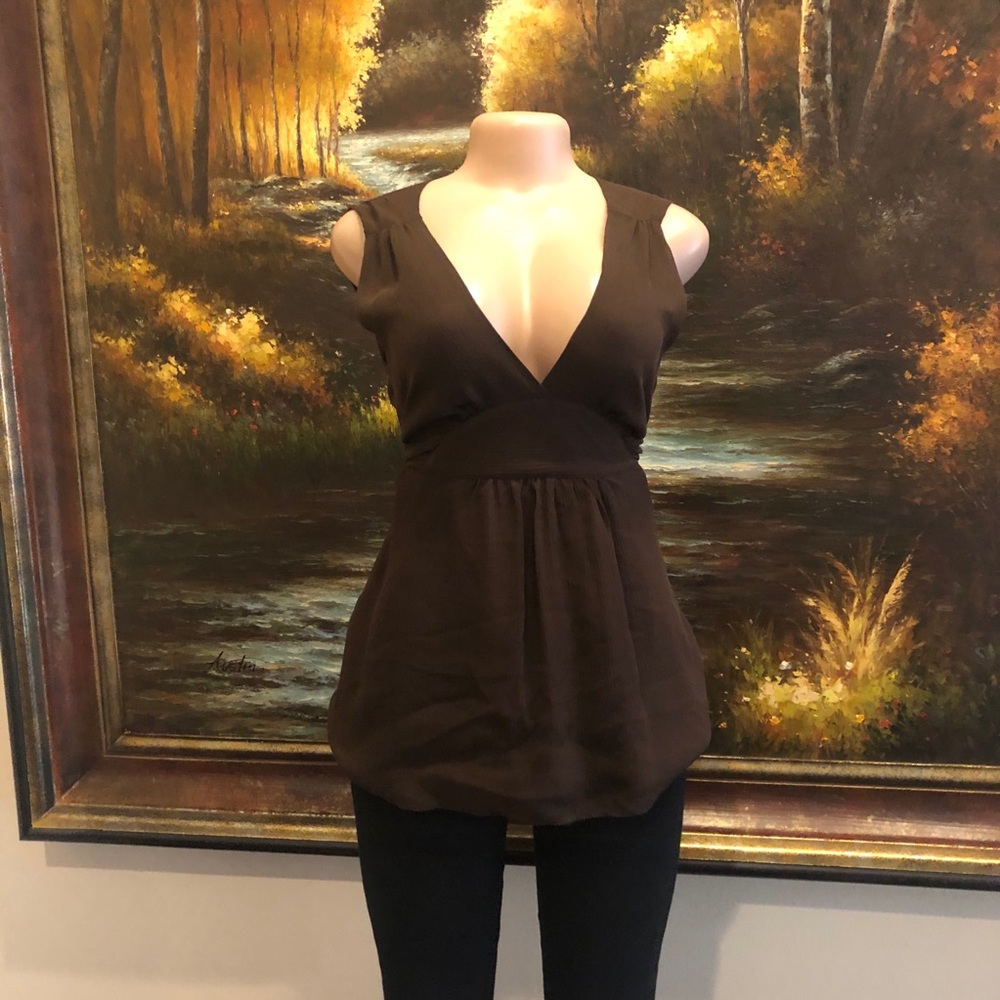 J.Crew Sleeveless Silk Blouse Brown Size 8
